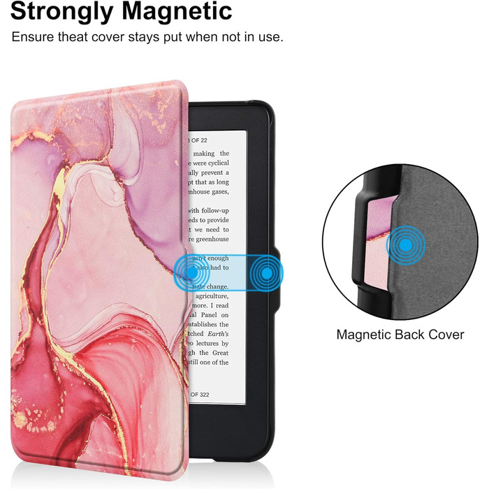 Чохол-книга HGWALP Slim Shell для Tolino Shine 5/Shine Color/Shine 4, Kobo Clara Colour/Clara BW/Clara 2E, Marble Pink