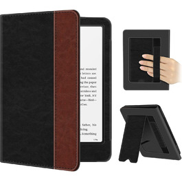 Чохол Fintie для Kindle Paperwhite (12-го покоління) та Kindle Colorsoft/Signature Edition 2024/2025 з підставкою, петлею та авто-вимиканням, чорний (чорний/коричневий)