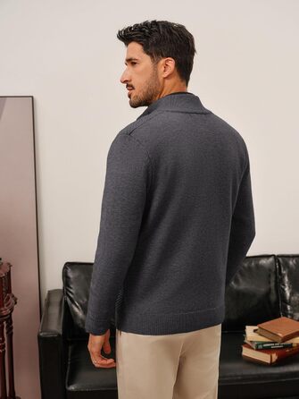 Кардиган чоловічий PJ PAUL JONES з блискавкою та стійким коміром, великий в'язання (M, антрацитний сірий)