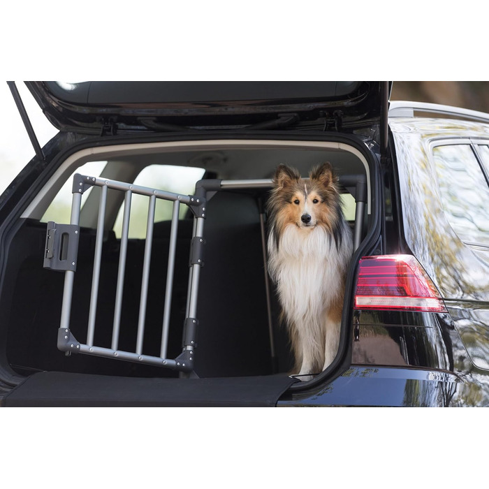 Тріксі переносна клітка для собак, алюміній, 60x65x86 см, стабільна, тиха, з безпечним замком та неслизьким килимком - 39342 (графіт, L 74x55x61 см, однокімнатна клітка)