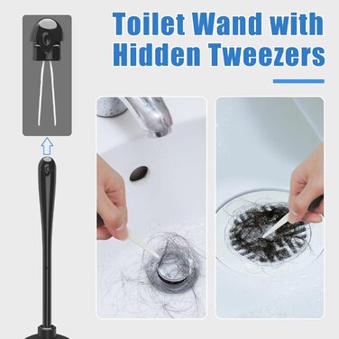 Набір для чищення унітазу JEHONN з щіткою, ерготичним тримачем та прихованим пінцетом, міцний, для ванної, умивальника