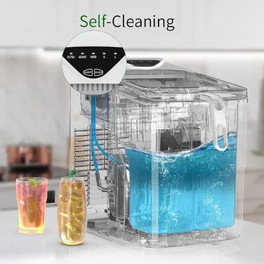 Машина для приготування льоду Mini Portatile, 15 кг/24 год, компактна, швидка (6 хв), самоочисна для дому, 35 x 27 x 38 см