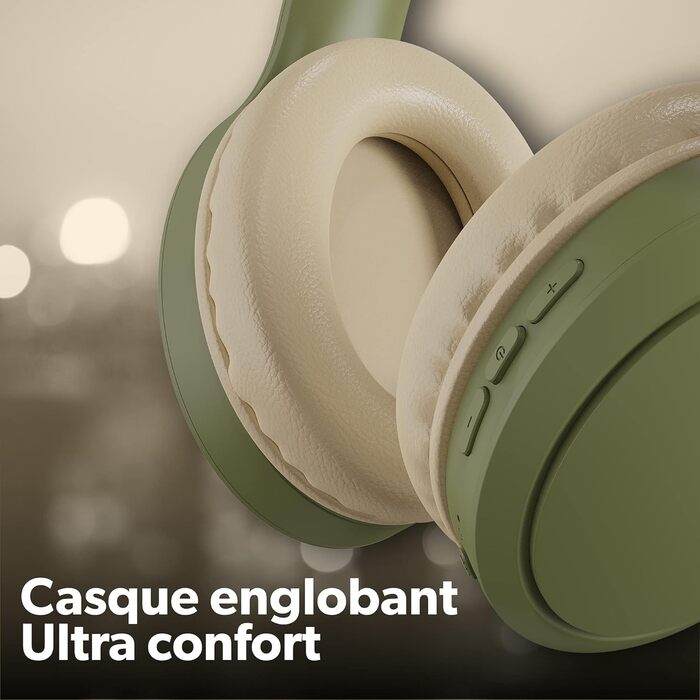 Бездротові навушники T'nB, складні, з пасивною шумоізоляцією, Bluetooth, стерео, мікрофон, до 30 годин роботи, зелені