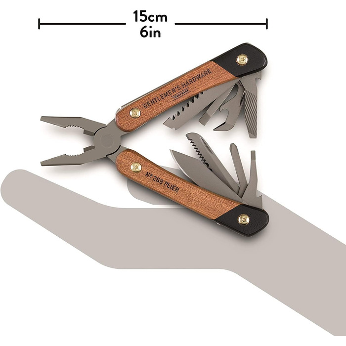 Мультитул Gentlemen's Hardware з нержавіючої сталі та дерева, 3,5x10x2,3 см, GEN627UK