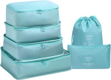 Органайзер для валізи OSDUE, набір 6 шт., Packing Cubes, водонепроникні сумки для одягу, туристичний органайзер, рожевий та блакитний кольори