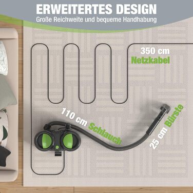 WORKPRO Мийний пилосос 450W 13kPa, 1.6L з миючим засобом та 2 насадками, для чищення килимів, меблів та авто