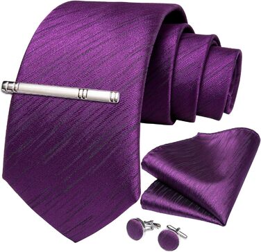 Комплект краватка та хустинка DiBanGu шовкова, фіолетова, для весілля та офісу