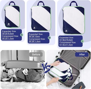 Набір органайзерів для валізи AiQInu: 5 шт. Кубики-компресори для подорожей, з мішком для білизни та взуття, ультралегкі, розширювані