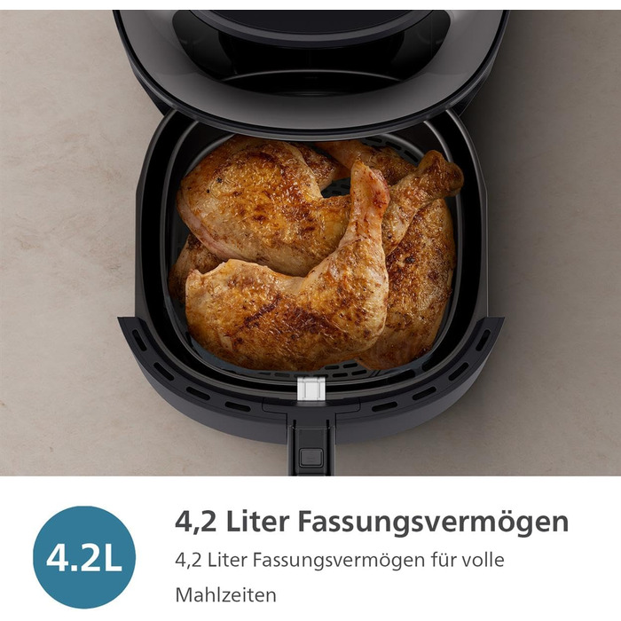 Philips Airfryer 3000 Series 4.2L, Viewing Window, 16-in-1 Airfryer, RapidAir Plus Technology, Less Fat, HomeID Recipe App, Effortless Cleaning (NA320/00)