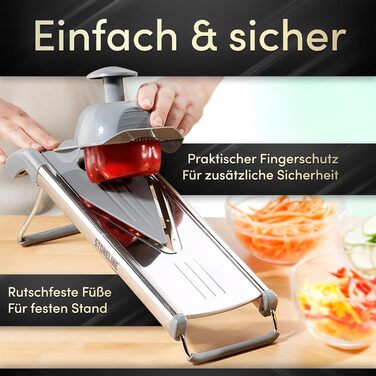 Набір для нарізки овочів STONELINE V - 9 предметів: для нарізки скибочками, соломкою, кубиками, спіралями. З нержавіючої сталі. Кухонний овочевий слайсер, тертак, спіралізатор, слайсер для картоплі фрі, сірий