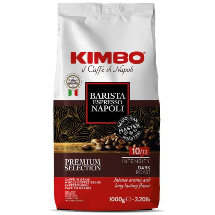 Кава в зернах Kimbo Espresso Napoletano, темне обсмаження, 1 кг (набір 2 упаковки)