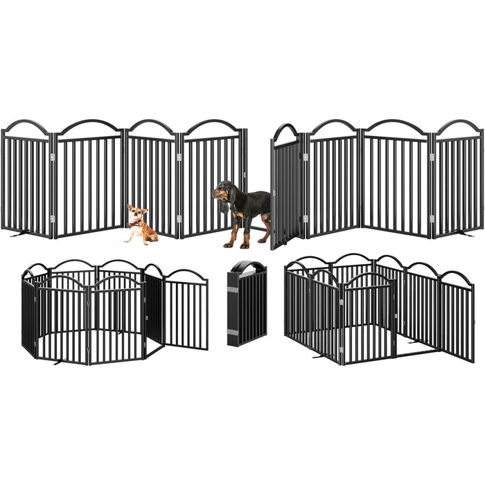 Металеве вольєр для собак BHG Freistehendes, без монтажу, з дверцятами, чорний, 243,8 x 81,3 см, 8 панелей