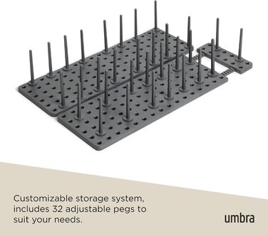 Органайзер для ящиків Umbra Peggy, набір 2 шт, антрацит, 45x30x10 см – система зберігання для каструль, кришок, контейнерів, кухонних шаф