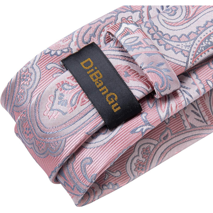 Краватка з візерунком пейслі для чоловіків DiBanGu, шовкова краватка, нагрудна хустинка, запонки, затискач для краватки, для весілля та балу, рожевий пейслі