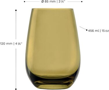 Stölzle Lausitz ELEMENTS Glasses 465 ml Olive I Drinking Glasses, Set of 6 I Dishwasher-Safe Glass Set I High Impact Resistance I Universal Glasses for Water, Juice, and Whiskey