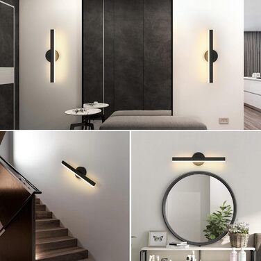 LED дзеркальна лампа Riserva 12W для ванної кімнати, поворотна 300°, 38 см, чорний колір, 3000K, для туалетного столика