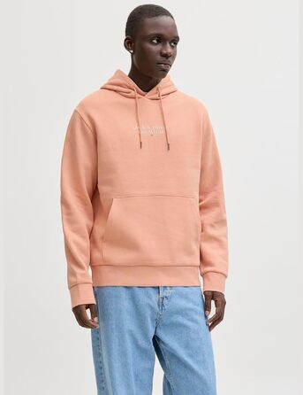 Чоловічий худі з капюшоном JACK & JONES з логотипом, колір Coral Pink, розмір L