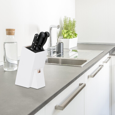 Relaxdays Unassembled Knife Block with Bristles, White