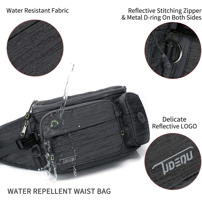 Сумка на пояс для собак TUDEQU - велика, водонепроникна, для прогулянок, тренувань, подорожей (темно-сіра)