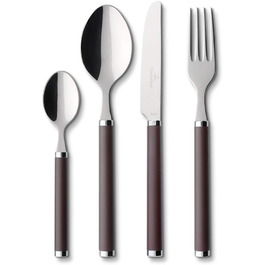 Villeroy & Boch Play Chocolate Brown Tableware Set, for up to 6 people, 24-piece, Stainless Steel, Handle made of brown plastic. Brown, 24 pieces