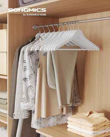 Плечики SONGMICS для одягу, 30 шт., з дерева, для сорочок та курток, білий, CRW030W02