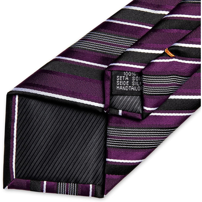 Набір краваток для чоловіків DiBanGu: краватка, нагрудний хустинка, краваткова скріпка, запонки. Формальний стиль, весілля, бізнес. Колір: блакитно-зелений (фіолетовий в смужку)