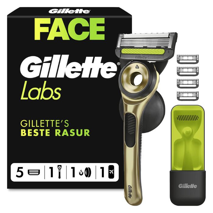 Чоловіча бритва Gillette Labs Champion Gold Edition, металева, 5 лез, з настінним тримачем, золотиста