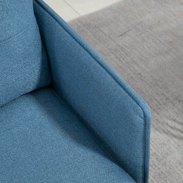 HOMCOM Accent Chair with Button Tufting, Upholstered Armchair, Removable Cushions, Black + Gold + Blue