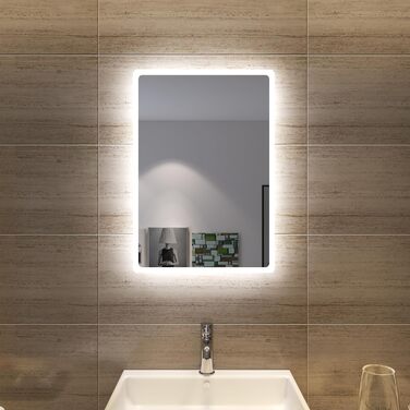 Дзеркало для ванної кімнати SONNI з підсвічуванням 60x40 см, LED, IP44, біле