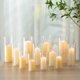 Candle Holders Glass Candle Lanterns Candle Stands Glass Cylinders: Romadedi 12-Piece Set Candle Holders for Pillar Candles, Floating Candles, Candle Glass Vase for Wedding, Party, Dining Table, Table Decoration, Living Room Decor (10/15/20cm, 10 Sets)