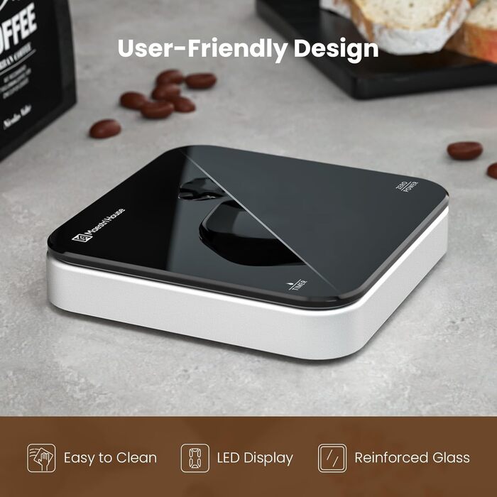 Ваги для кави Maestri House Mini з таймером, перезаряджувані, для еспресо та Pour-Over, точність 2 кг/0,1 г, портативні, чорно-срібні