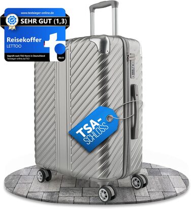 Чемодан дорожній 28 дюймів (XL) 120L, срібний, з роликами, захистом кутів та відділенням для ноутбука (75x50x33)