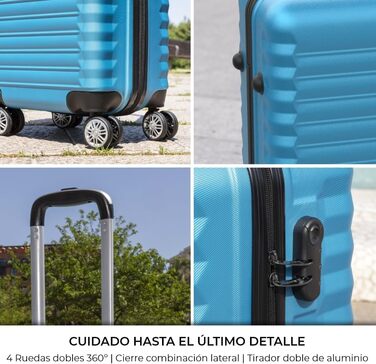 Набір валіз NEWTECK 4 шт. (75см, 63см, 53см, культиватор), ABS, жорсткий, водостійкий, з коліщатами, з замком (Блакитний)