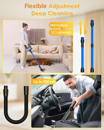 Бездротовий акумуляторний пилосос 50000Pa/500W з дисплеєм, 3 режими, антизаплутувальна щітка, док-станція, 1л, тихий, для шерсті тварин/килимів/підлоги/авто