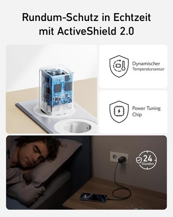 Зарядний пристрій Anker USB-C 47W (Nano 3) з 2 портами GaN, білий - для iPhone, Galaxy, Pixel, iPad