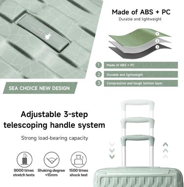 Набір валіз Sea Choice Handgepäck: 3 валізи (55/65/75 см) + косметичка, білий, з TSA-замком