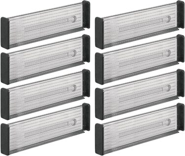 mDesign Adjustable Drawer Dividers (8 Pack) - Practical Drawer Organizer - Flexible Drawer Configuration for Cabinet and Dresser - Dark Gray/Black