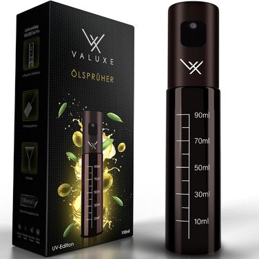 Розпилювач для олії та оцту VALUXE® з УФ-захистом, скляний, нержавіюча сталь, 100 мл (шоколадно-коричневий) - для оливкової олії, кухонний розпилювач