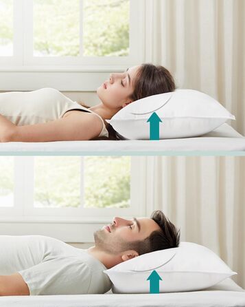 SONGMICS Pillow Set of 4, 50 x 70 cm, 800g Filling, Soft Brushed Polyester Cover, Pillow, Machine Washable at 60°, with Storage Bag, Cloud White TBP006W04