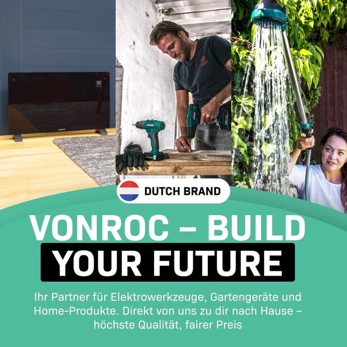 Електричний конвекторний обігрівач VONROC 2000W - для кімнат до 24м² - настінний/підлоговий монтаж, ручне/APP керування, білий