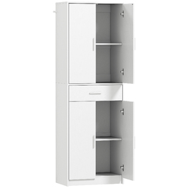 HOMCOM Kitchen Cabinet Tall Cabinet with Adjustable Shelves, 4-Door Buffet Cabinet with Drawer, Pantry Cabinet with Scandinavian Design, White | Aosom