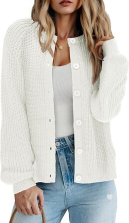 Жіноча в'язана жилетка Zeagoo: короткий кардиган з круглим вирізом, відкритий фасон, ґудзики. Елегантний повсякденний стиль (S, білий)