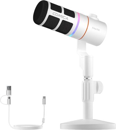 COMICA EJoy D10 Pro: Динамічний мікрофон USB/XLR з RGB-підсвічуванням та регулюванням гучності, 48kHz/24bit