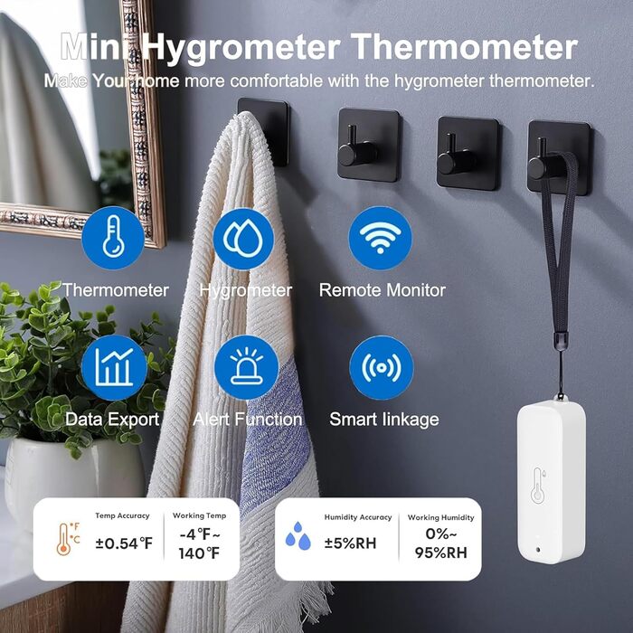 Comboss WiFi Hygrometer Thermometer Sensor - Wireless Temperature and Humidity Sensor for Indoor and Outdoor Use with Remote App Notification Alarm, for Greenhouse, Wine Cellar (2 Pack)