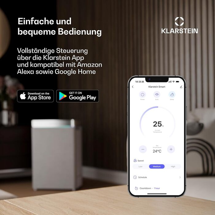 Стельовий вентилятор Klarstein SkyBreeze з підсвічуванням та дистанційним керуванням для вулиці (IP44), 6 швидкостей, димування, 132 см, чорний, Smart