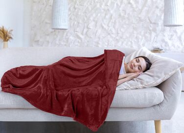 Плед Utopia Bedding: м'який флісовий плед, теплий зимовий плед для ліжка, дивана та крісла (Бургунді, 200x150 см)