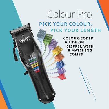 WAHL Animal Color Pro: бездротова машинка для стрижки собак з набором кольорових насадок, тиха, акумуляторна, чорна