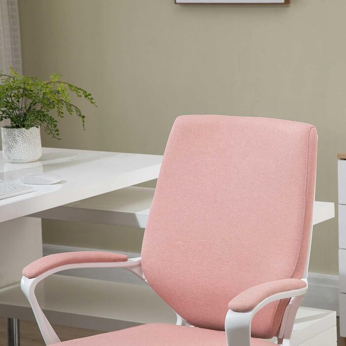 Крісло офісне Vinsetto: ергономічне, з регулюванням висоти, з підлокітниками, рожево-біле