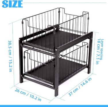 VINILITE Drawer Shelf 2-Tier Pull-Out Cabinet Organizer Kitchen Under-Cabinet Shelf Pull-Out Baskets Dish Cabinet Bathroom Office