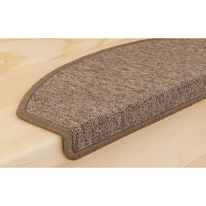 Kettelservice-Metzker Stair Treads/Stair Mats Ariston 15-Piece Value Set, Light Brown, 15 Pieces, Light Brown, Half-Round